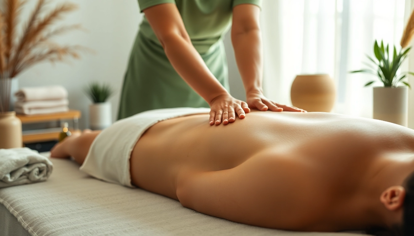 Relaxing massage therapy silver spring md session with a therapist working on a client's back.