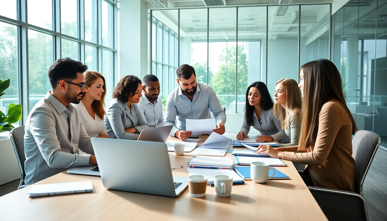 Accountants near me collaborating in a modern office, showcasing teamwork and professional expertise.