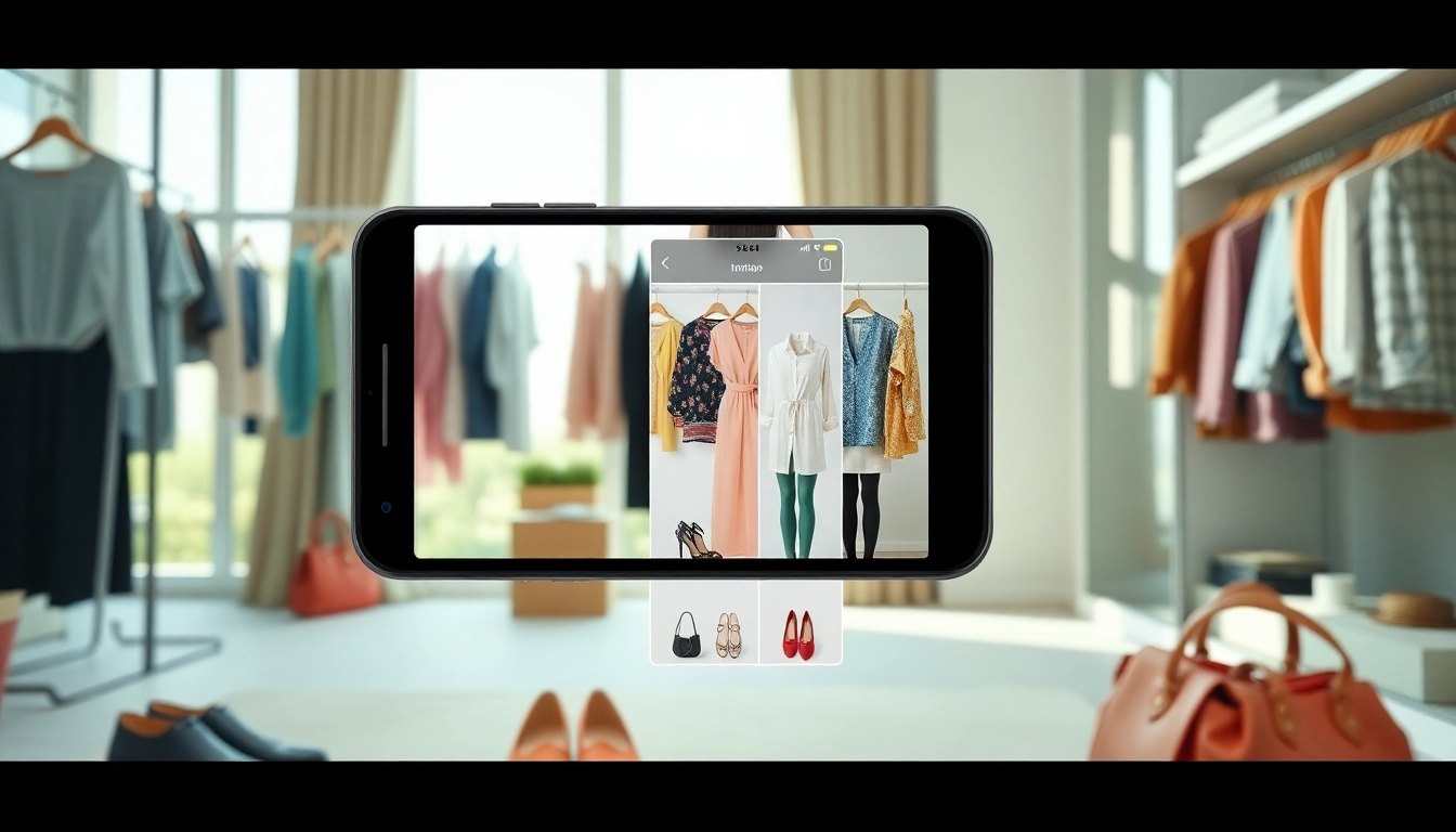 Discover a virtual closet app displaying stylish outfits and organized clothing for optimal wardrobe management.