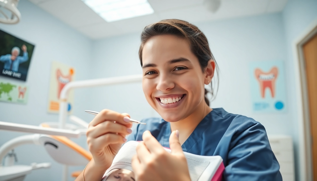 Orthodontist Myrtle Beach providing braces adjustments in a friendly clinic setting.